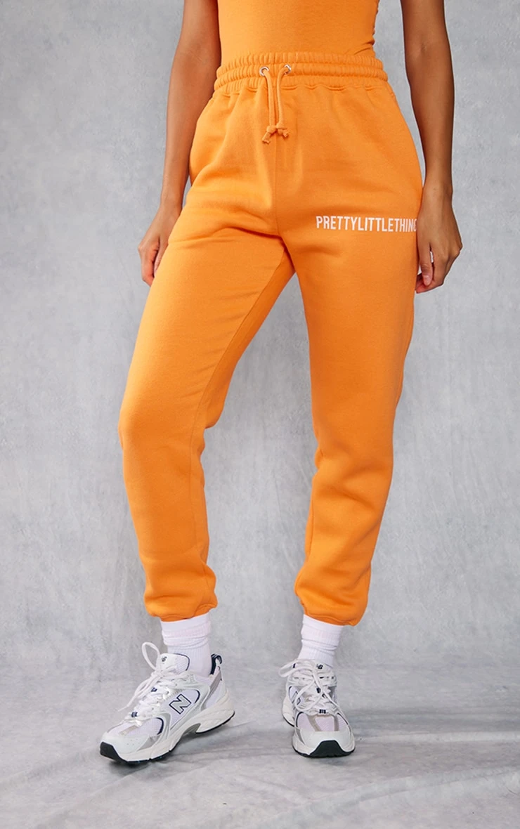 PRETTYLITTLETHING Bright Orange High Waist Cuffed Sweatpants Bright Orange 2 PRETTYLITTLETHING Bright Orange High Waist Cuffed Sweatpants Bright Orange - Image 2