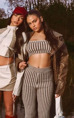 Prettylittlething Beige Two Tone Chunky Knit Leggings Beige -Prettylittlething de0e755274492a6ab70d352763515de38770f9bd CNG7700 4