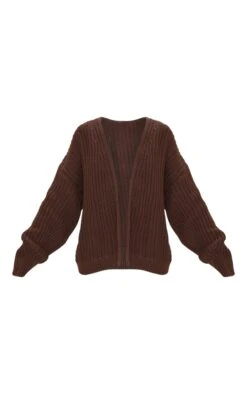 Prettylittlething Chocolate Chunky Knit Slouchy Cardigan Chocolate -Prettylittlething de34b059080aed2ce54fcd76f7285d44b6afa48a cmr2698 5