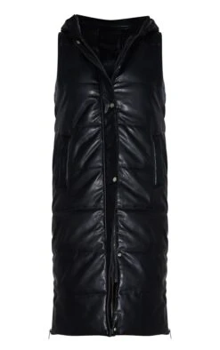 Prettylittlething Black Faux Leather Hooded Midi Vest Black -Prettylittlething dec535ac94667efaeccd26f98046484a7d6d8248 cms6005 5