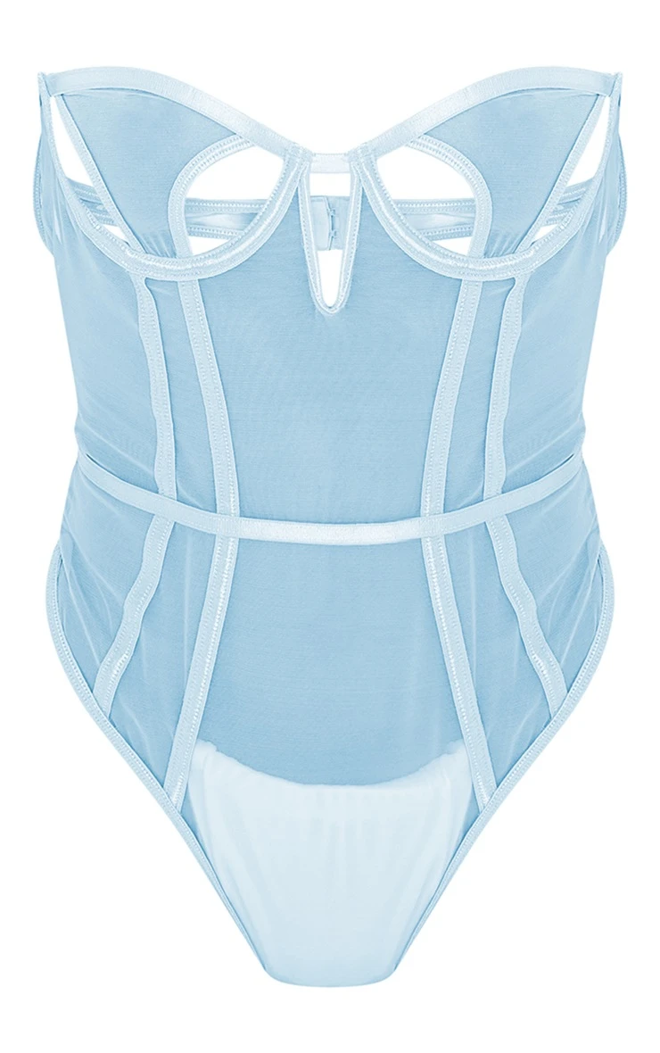 Prettylittlething Baby Blue Strapless Mesh Corset Bodysuit Baby Blue 5 Prettylittlething Baby Blue Strapless Mesh Corset Bodysuit Baby Blue - Image 5