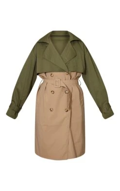 Prettylittlething Khaki Contrast Oversized Belted Midi Trench Coat Khaki -Prettylittlething e03c505f6420a376a81efdb41a43a86e8ba5aade cmp4223 5