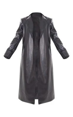 Prettylittlething Black Shoulder Padded Faux Leather Longline Coat Black -Prettylittlething e2e407b8dc2fb4c9cc059b005e3ad7f6538eae8e cnf1362 5