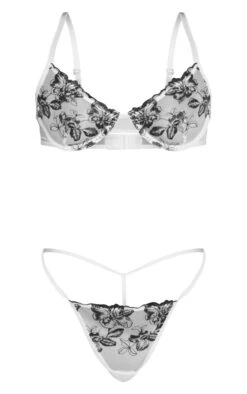 Prettylittlething White Floral Contrast Embroidery Lingerie Set White -Prettylittlething e368920e7db4331a57dfc922f87150cc9b4ed4e0 cng3750 5