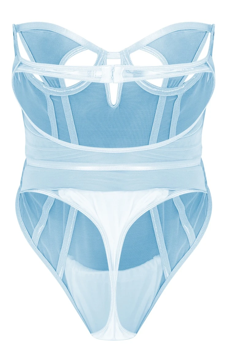 Prettylittlething Baby Blue Strapless Mesh Corset Bodysuit Baby Blue 6 Prettylittlething Baby Blue Strapless Mesh Corset Bodysuit Baby Blue - Image 6