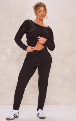 Prettylittlething Black Knit Lounge Set Black