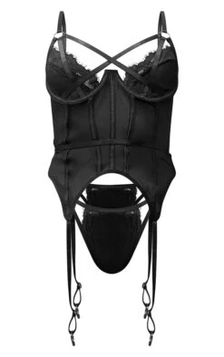 Prettylittlething Black Mesh Boning Corset Set Black -Prettylittlething e5908c8b82b58614c4c1a8ea5c8092878e4b79c4 CNG9290 5