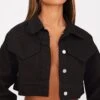 Prettylittlething Washed Black Super Cropped Boxy Denim Jacket Washed Black