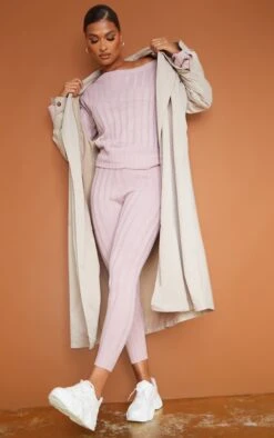 Prettylittlething Rose Bardot Sweater And Legging Lounge Set Rose