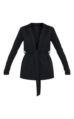 Prettylittlething Black Belted Waist Blazer Black -Prettylittlething e61d48108faadee082b11e1bad9f723faa7262f1 clt3682 5