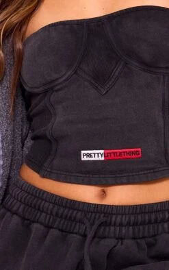 PRETTYLITTLETHING Washed Black Rib Panel Bandeau Corset Top Ash Grey -Prettylittlething e75526c0a1f0b133ce52014676e2792dec02962a cng6048 4