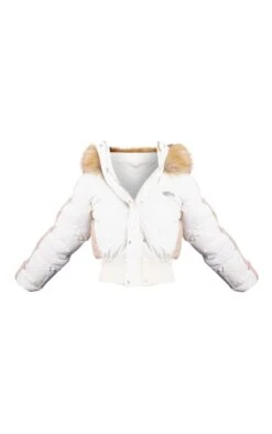 PRETTYLITTLETHING SKI Cream Faux Fur Hood Ribbed Hem Cropped Puffer Coat Cream -Prettylittlething e9877a879a9beb4b2afc5800b3850ca7a9b7245a cnf1554 5