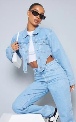 Prettylittlething Light Blue Wash Dipped Hem Cropped Denim Jacket Light Blue Wash -Prettylittlething ea2d4c6d6e9b4be45d860b51ab33dd4284fe6e66 cmz5635 4