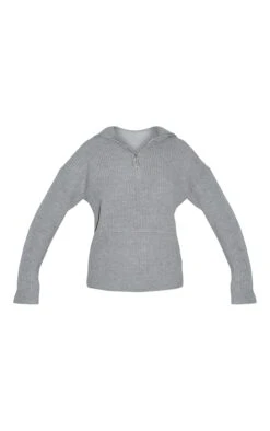 Prettylittlething Grey Half Zip Up Knitted Sweater Grey -Prettylittlething eaaed3c1f9541d6d4b128a2f28d09848bb17e8c9 cmt4233 5