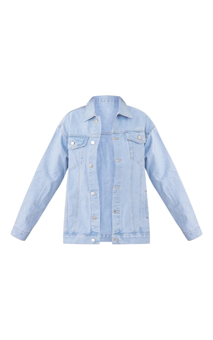 PRETTYLITTLETHING Light Blue Wash Oversized Boyfriend Denim Jacket Light Blue Wash 5 PRETTYLITTLETHING Light Blue Wash Oversized Boyfriend Denim Jacket Light Blue Wash - Image 5