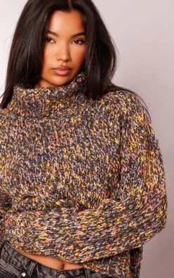 Prettylittlething Multi Bobble Boucle Knit Roll Neck Sweater Multi -Prettylittlething ececbe8e2b8930f70a729807b4289a15547f35a2 cnf9222 4