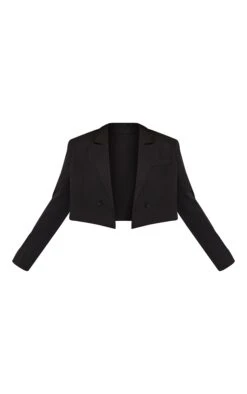 Prettylittlething Black Woven Cropped Shoulder Padded Blazer Black -Prettylittlething edec0588043df7b507a482131bd328a6e0220b89 cmq9591 5