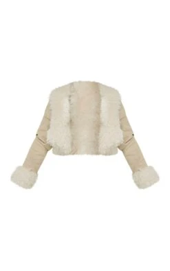 Prettylittlething Sand Faux Fur Trim Cropped Denim Jacket Sand -Prettylittlething f00e2edca92aa7c8417a0c4675ec3c2baad53f73 cna7325 5