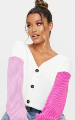 Prettylittlething Pink Color Block Button Up Cropped Cardigan Pink -Prettylittlething f02c29cc7dc2f217332bf475a6a91099e07a1053 cmk0880 4