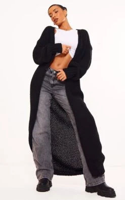 Prettylittlething Black Extreme Chunky Knitted Slouchy Maxi Cardigan Black -Prettylittlething f101c47a98d2138d674f139660c2beb33a8cd22c cng3200 1