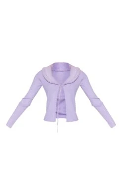 Prettylittlething Lilac Faux Fur Collar Rib Knit Cardigan Lilac -Prettylittlething f466778ddddd56b24dd809c5442fb905a4306de8 cnf5335 5
