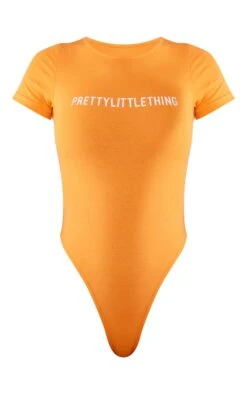 PRETTYLITTLETHING Bright Orange Logo Short Sleeve Bodysuit Bright Orange -Prettylittlething f59c1fc52841c1f09f791f1660f90904561b3ab8 cnf2773 5