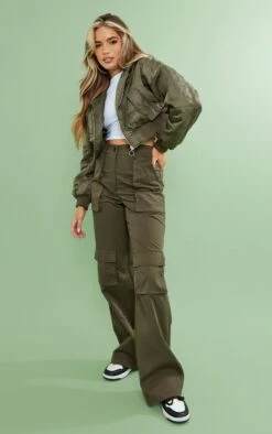 PRETTYLITTLETHING Khaki Graphic Back Jersey Hooded Bomber Jacket Khaki -Prettylittlething f6a3de1cb6919d8a26684561582ce472eaef5172 cmz4302 3