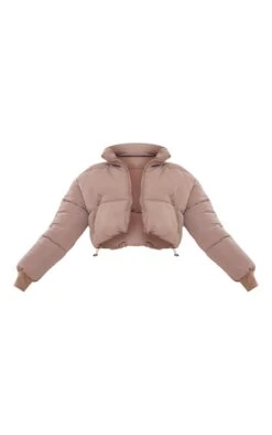 Prettylittlething Espresso Ribbed Cuff Peach Skin Cropped Puffer Jacket Espresso -Prettylittlething f6dce85840e784e8d8ce077ebd84f7c2955162e0 cng5203 5