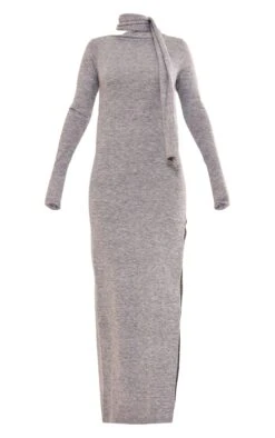 Prettylittlething Ash Grey Knit Scarf Detail Maxi Dress Ash Grey -Prettylittlething f788da7fb8f1b6e4e533850f1c63ab86e4579235 cnf9225 5