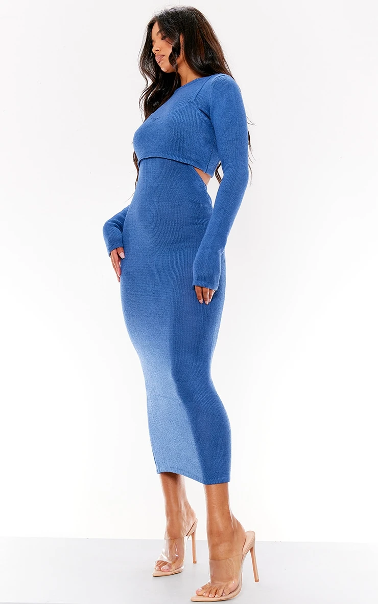 Prettylittlething Midnight Blue Open Back Contrast Bralet Knit Midaxi Dress Midnight Blue 3 Prettylittlething Midnight Blue Open Back Contrast Bralet Knit Midaxi Dress Midnight Blue - Image 3