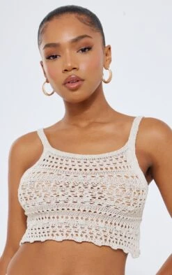 Prettylittlething Oatmeal Contrast Crochet Crop Top Oatmeal -Prettylittlething f85605a1149e8c0c65c7d1083d5f11e218fba33e cnf5372 4