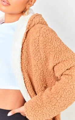 Prettylittlething Dark Stone Sherpa Hooded Jacket Stone -Prettylittlething fb4055adc90911edbb4c1a955e6090d4daa1056f cnh2594 4