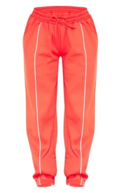 Prettylittlething Red Tricot Oversized Contrast Piping Straight Leg Sweatpant Red -Prettylittlething fcabf5f8d3d5578db87be6e2090c27405e47c4cd cng8073 5