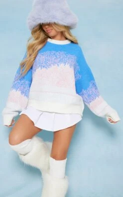 Prettylittlething White Speckled Jacquard Toweling Knit Sweater White