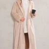 Prettylittlething Beige Premium Soft Faux Fur Tailored Maxi Coat Beige