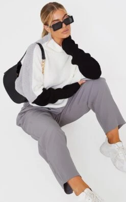 Prettylittlething Monochrome Oversized Colour Block Jumper Monochrome